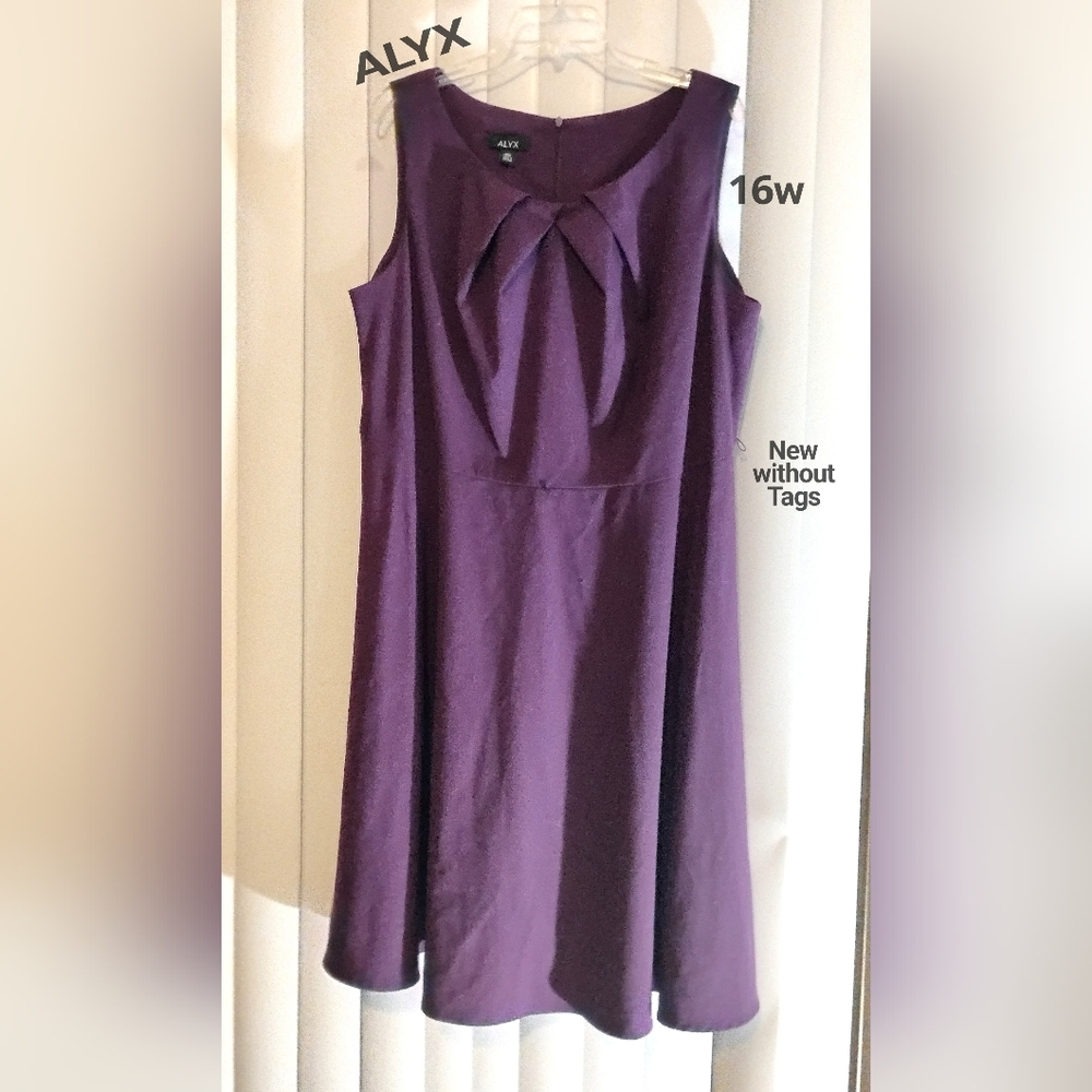 ALYX Sleeveless Pleated Drop Waist Dress Size 16w Plum Color NWOT